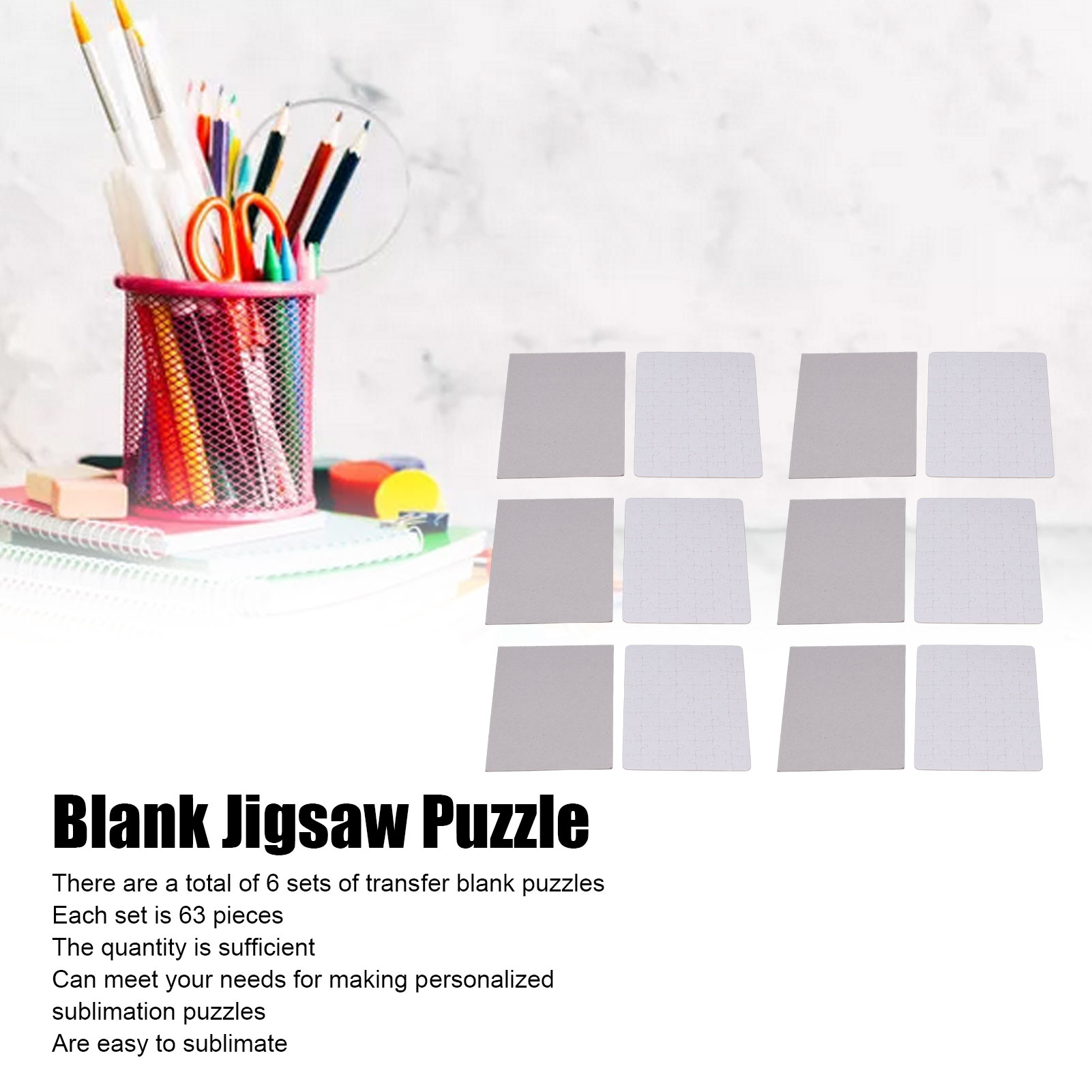 Juego de 6 rompecabezas en bla - Puzzle Blank White reseña y precio